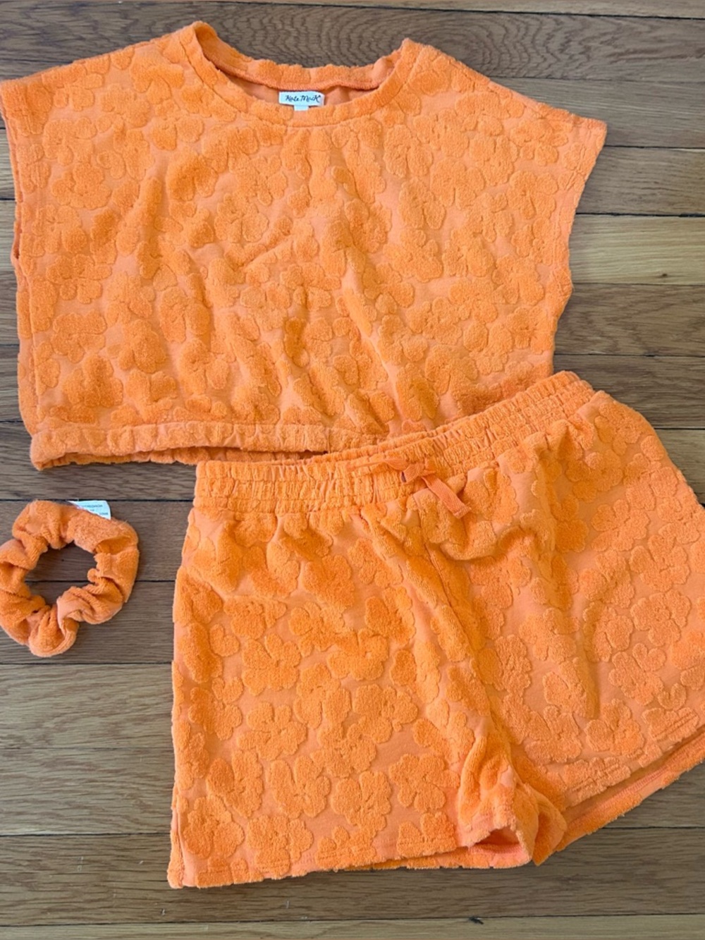 Kate Mack Bright Orange Floral Terry Set I Size 12